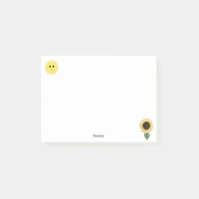 Notas Post-it® Sol y girasol lindos y felices (Anverso)