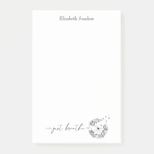 Notas Post-it® Sólo respira la cita de Dandelion en el guión del  (Anverso)