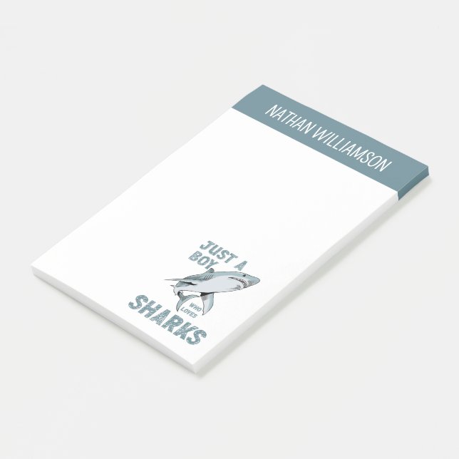 Notas Post-it® Solo un chico que ama a Shark Shark Lover (En perspectiva)