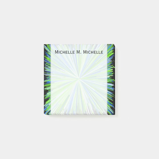 Notas Post-it® Sombras del verde/del modelo de la explosión de (Anverso)