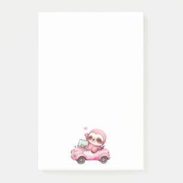 Notas Post-it® Sonriente eslogan rosa conduciendo un descapotable