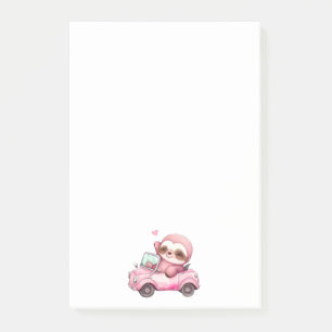 Notas Post-it® Sonriente eslogan rosa conduciendo un descapotable