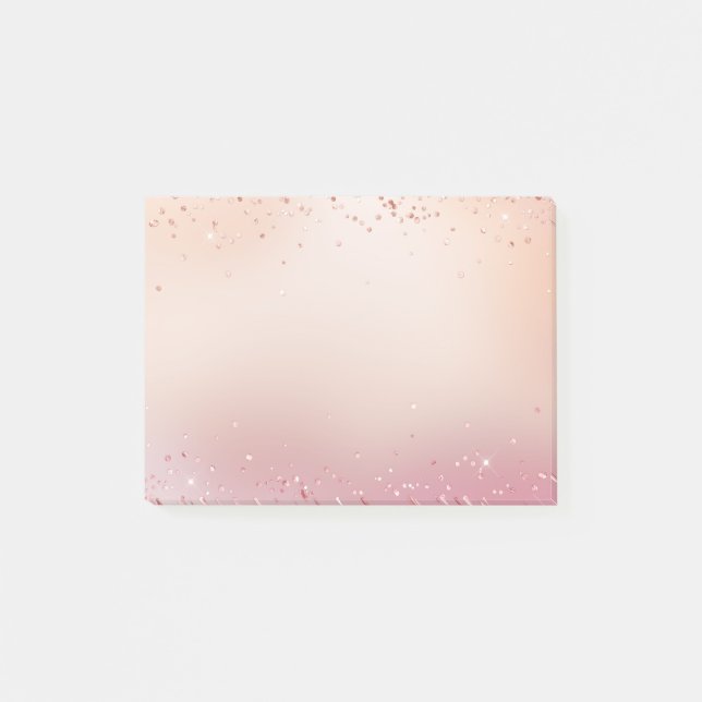 Notas Post-it® Sparkle Ombre rosa y Rosa (Anverso)