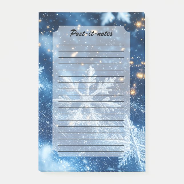 Notas Post-it® Sparkling Glitter Snowflakes Winter Christmas (Anverso)