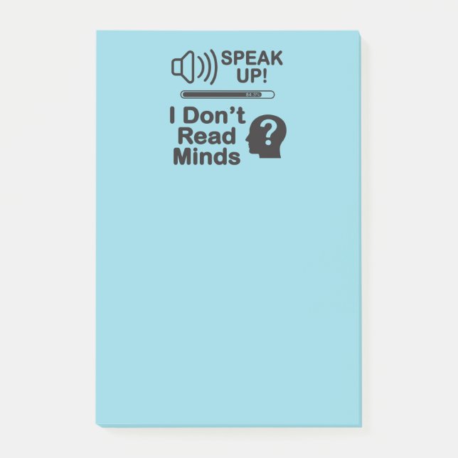 Notas Post-it® Speak Up – I Don’t Read Minds Funny Communication  (Anverso)