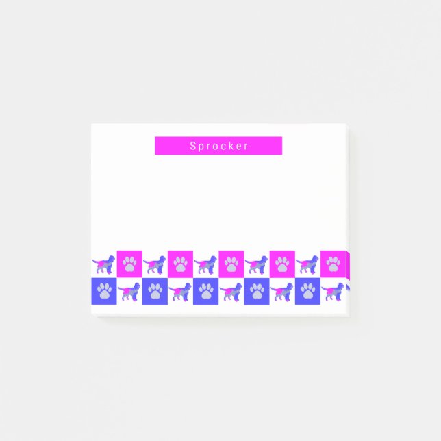 Notas Post-it® Sprocker español Perro y Papas Imprimir rosa calie (Anverso)