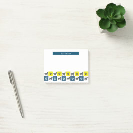 Notas Post-it® Sprocker Spaniel Dog & Paw Grids Amarillas y Azule