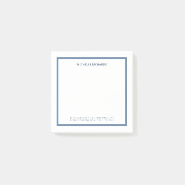 Notas Post-it® Square Professional Dusty Blue Border Stationery (Anverso)