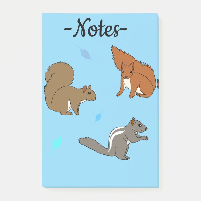 Notas Post-it® Squirrels Blue (Anverso)