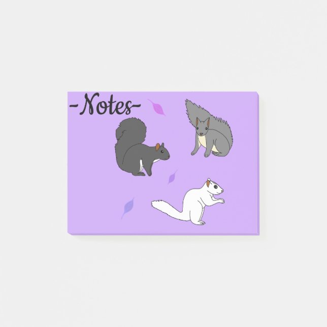 Notas Post-it® Squirrels Purple (Anverso)