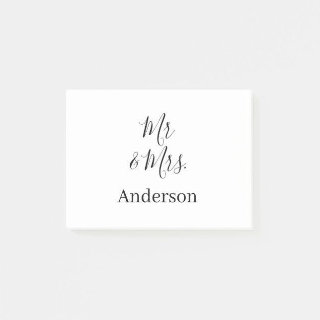 Notas Post-it® Sr & Sra agregar apellido fecha año favor de boda  (Anverso)