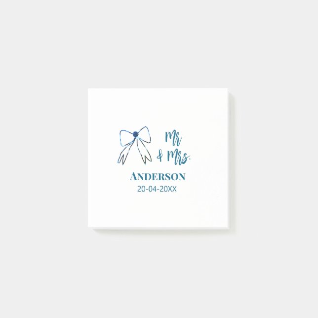 Notas Post-it® Sr & Sra agregar nombre fecha favor de boda lazo a (Anverso)