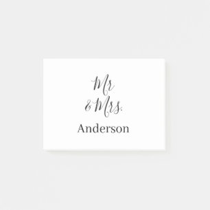 Notas Post-it® Sr y Sra agregan apellido año fecha favor de boda