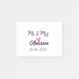 Notas Post-it® Sr. y Sra. añada apellido fecha año de boda favor 