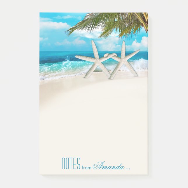 Notas Post-it® Starfish Couple White Sands Beach Personalizado (Anverso)