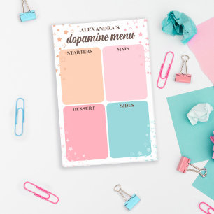 Notas Post-it® Stars flanquea el menú rosa azul de dopamina