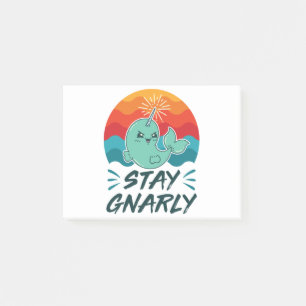 Notas Post-it® Stay Gnarly Cute Narwhal Narwhals Lover
