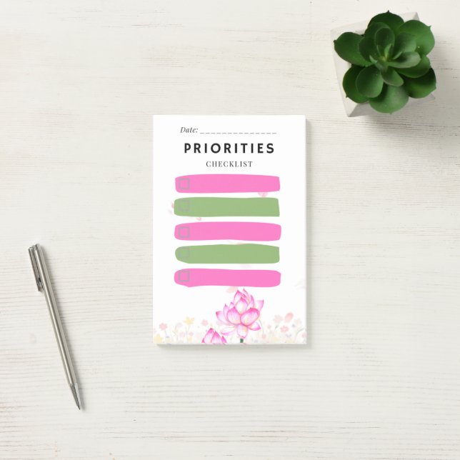 Notas Post-it® Sticky Note PRIORITY Checkbox Pink Lily (Oficina)