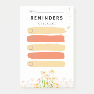 Notas Post-it® Sticky Note REMINDERS Check Box  Yellow Daisy