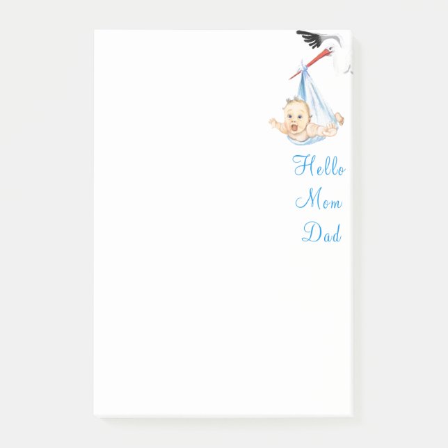 Notas Post-it® Stork Carporting Baby Funny Sticky Notes (Anverso)