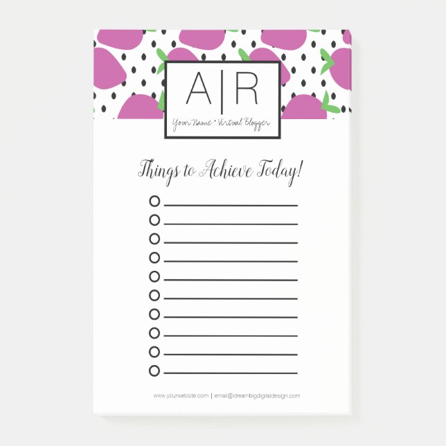 Notas Post-it® Strawberries abstractas en negrita (Anverso)