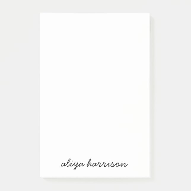 Notas Post-it® Stylish Modern Minimal White Monogram (Anverso)