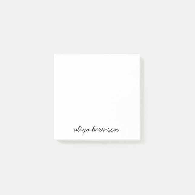 Notas Post-it® Stylish Modern Minimal White Monogram (Anverso)
