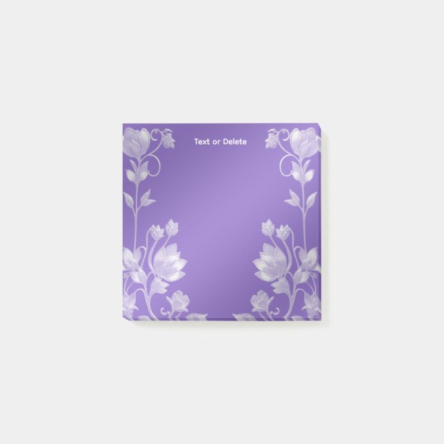 Notas Post-it® Stylish Purple Floral Post it Notes (Anverso)