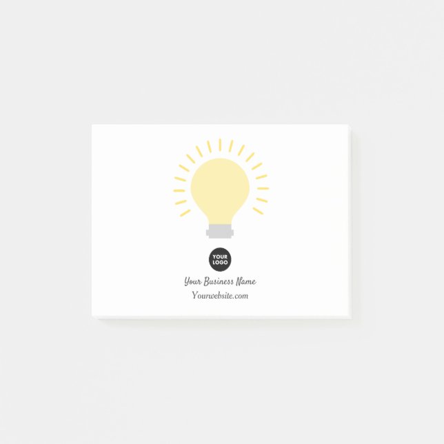Notas Post-it® Su bombilla de luz de logotipo (Anverso)