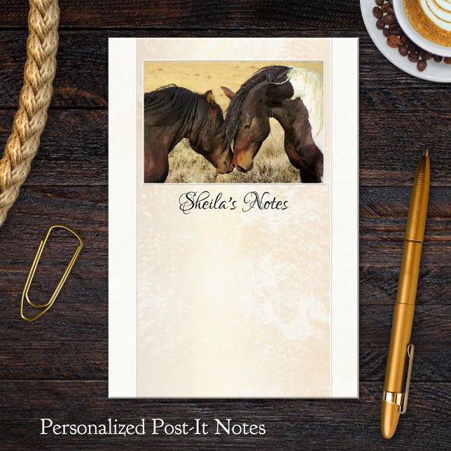 Notas Post-it® Su foto Horse Lovers Post It Notes (Post it notes featuring your own custom photo (optional) framed by an elegant white gold background )