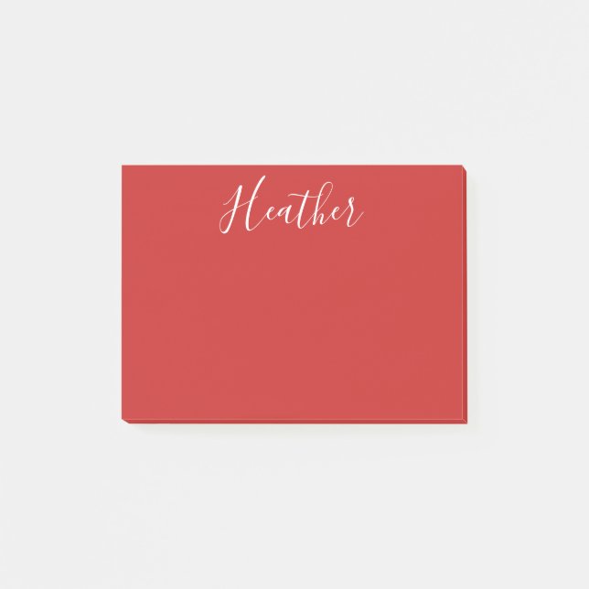 Notas Post-it® Su guión blanco Personalizado en rojo (Anverso)