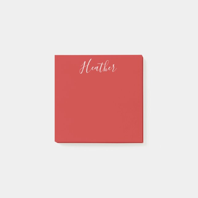 Notas Post-it® Su guión blanco Personalizado en rojo (Anverso)