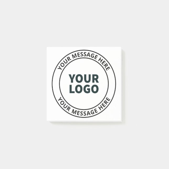 Notas Post-it® Su logotipo cargado + texto circular editable (Anverso)
