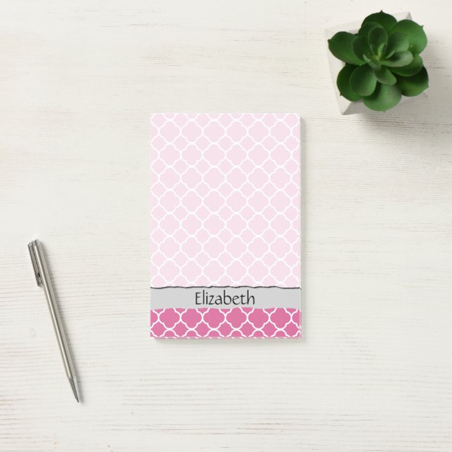 Notas Post-it® Su nombre - Forma Quatrefoil - Blanco Rosa (Oficina)
