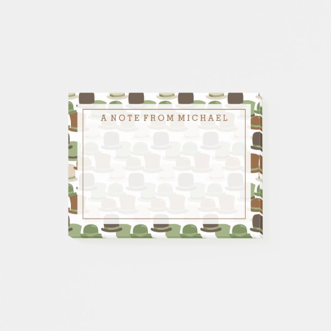 Notas Post-it® Su texto | Gorras de Khaki Bowler (Anverso)