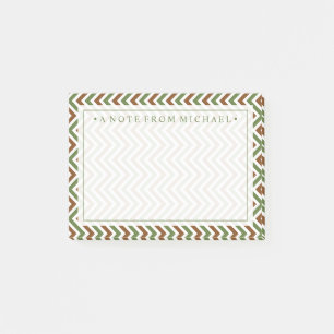 Notas Post-it® Su texto   Khaki Chevron