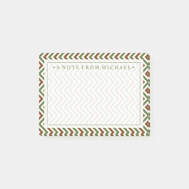 Notas Post-it® Su texto | Khaki Chevron (Anverso)