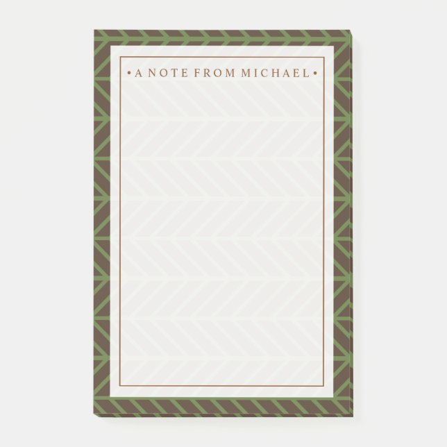 Notas Post-it® Su texto | Khaki Herringbone (Anverso)