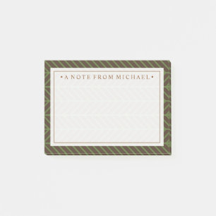 Notas Post-it® Su texto   Khaki Herringbone