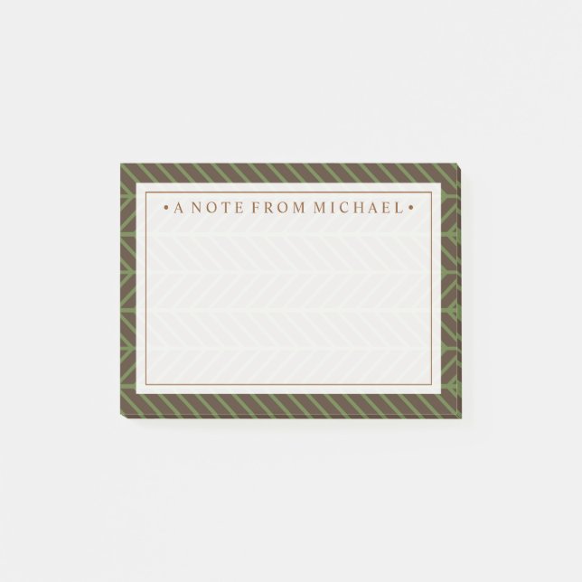 Notas Post-it® Su texto | Khaki Herringbone (Anverso)