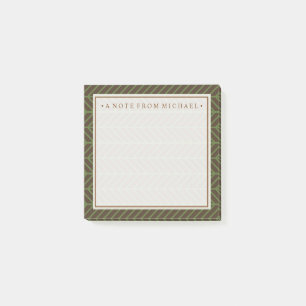 Notas Post-it® Su texto   Khaki Herringbone