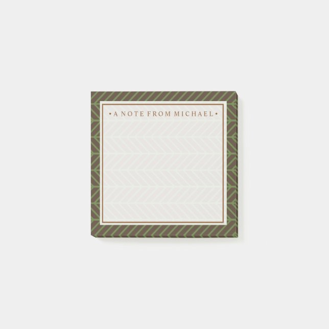 Notas Post-it® Su texto | Khaki Herringbone (Anverso)