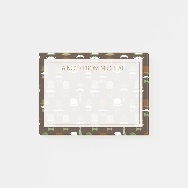 Notas Post-it® Su texto | Mustache Top Hat (Anverso)