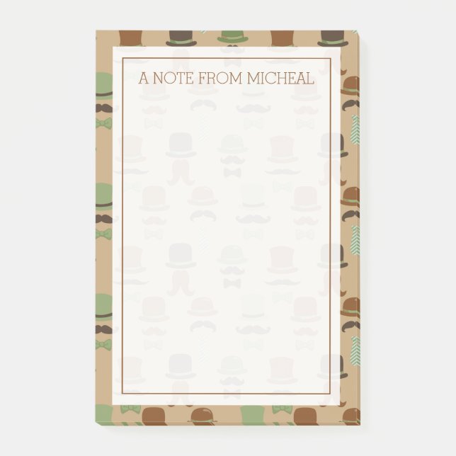 Notas Post-it® Su texto | Mustache Top Hat (Anverso)