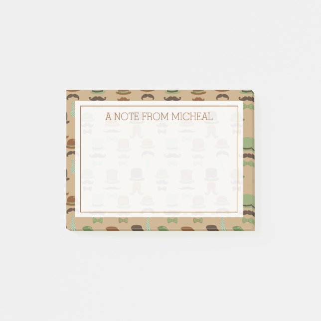 Notas Post-it® Su texto | Mustache Top Hat (Anverso)