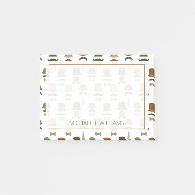 Notas Post-it® Su texto | Mustache Top Hat (Anverso)