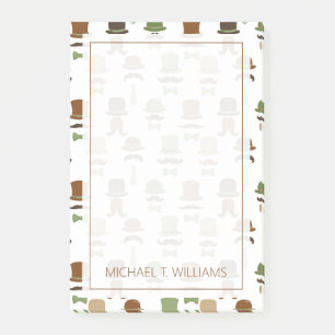 Notas Post-it® Su texto   Mustache Top Hat