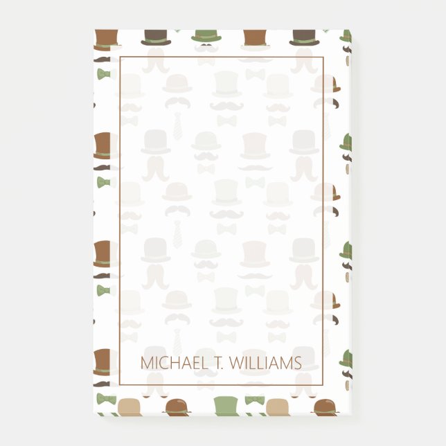 Notas Post-it® Su texto | Mustache Top Hat (Anverso)