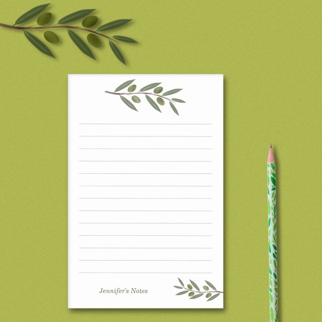 Notas Post-it® Subdivisión Olive de color agua (Watercolor Olive Branch Post-it Notes)
