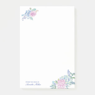Notas Post-it® Suculentas Florales Acuarela Personalizadas